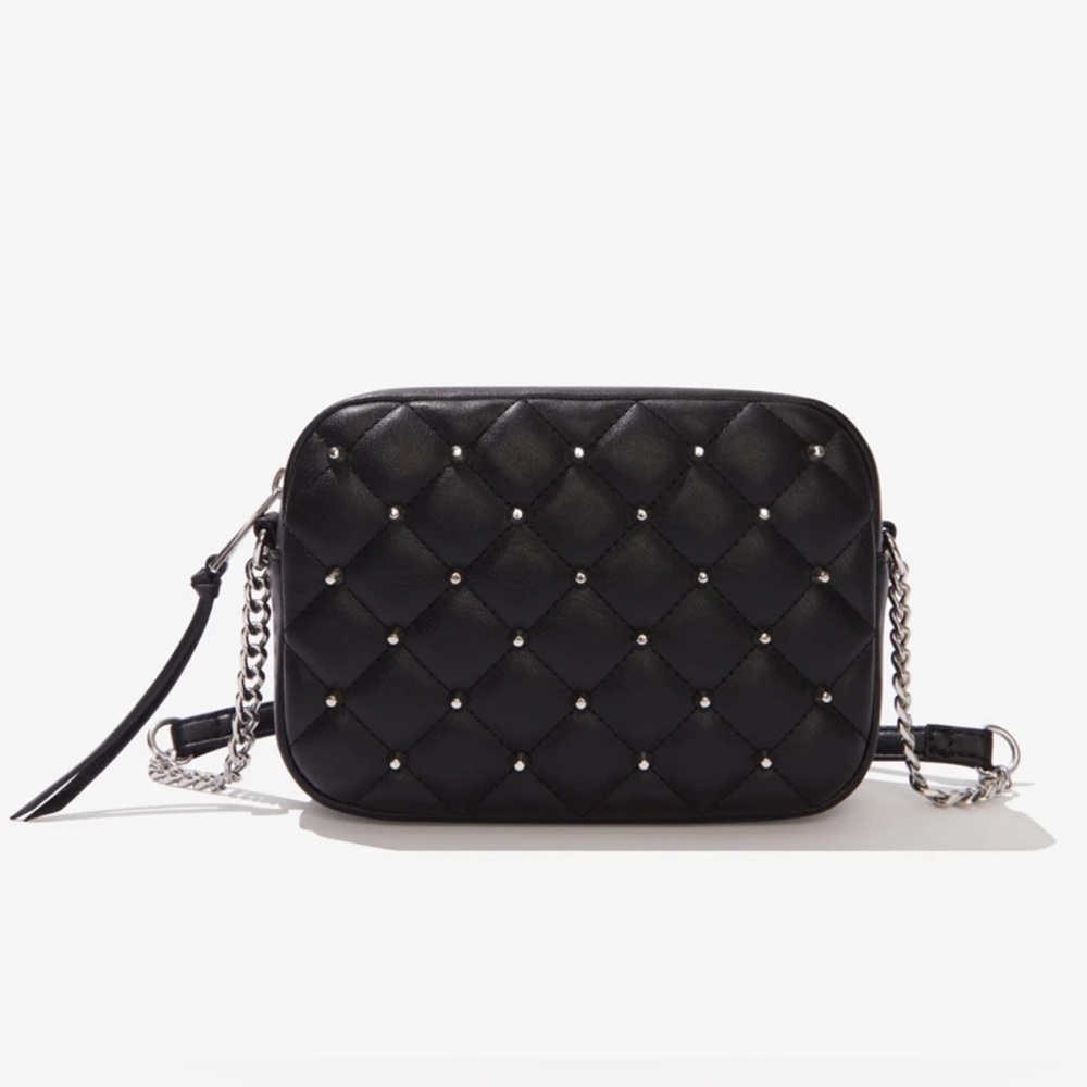 Rebecca Minkoff Black Quilted Crossbody with Silver Studs